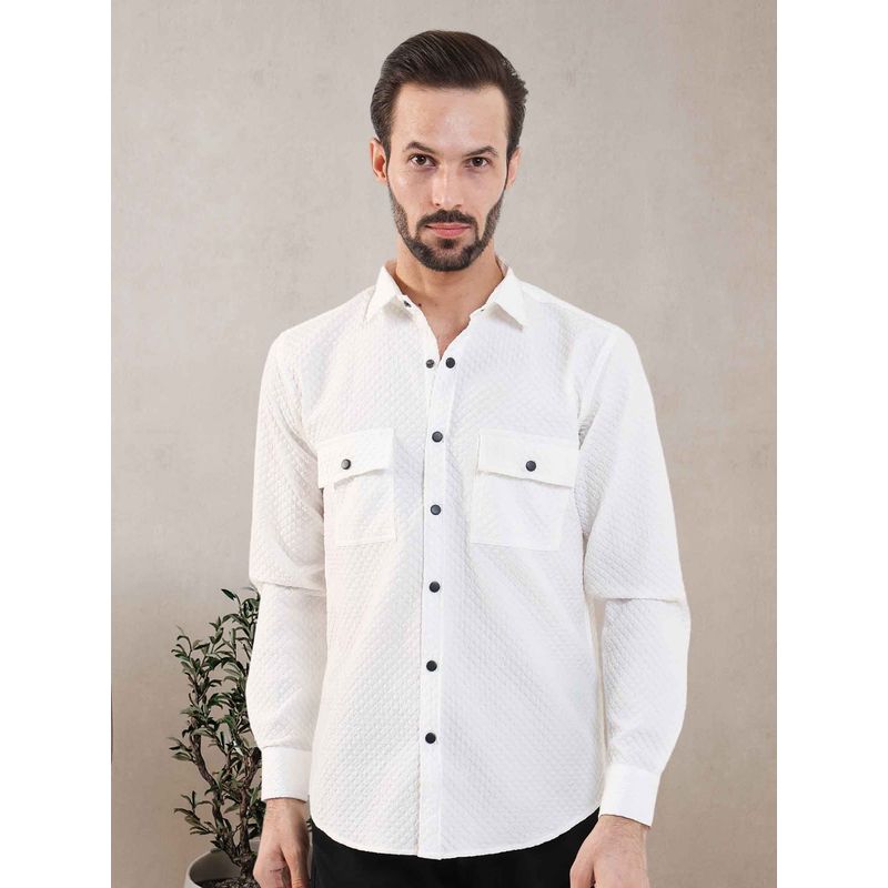 BOTABOCHI Mens 3D Embossed Full Sleeve Shirt (M)