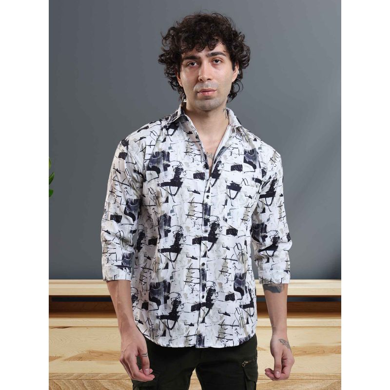 BOTABOCHI Mens Textured Cotton Blend Quarter Sleeve Shirt (M)