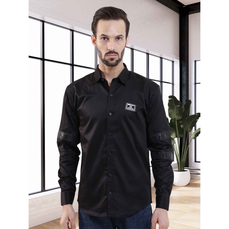 BOTABOCHI Mens Full Sleeve Contrast Tape Trim Shirt (M)