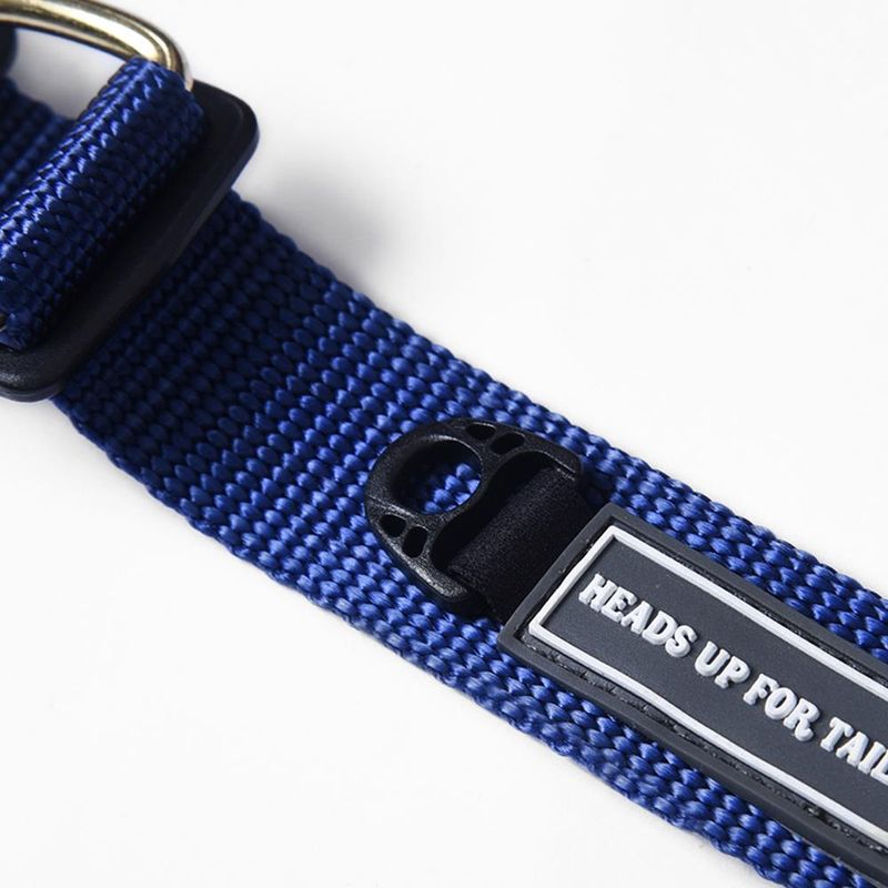 Heads Up For Tails Classic Nylon Dog Collar - Navy Blue (Large)