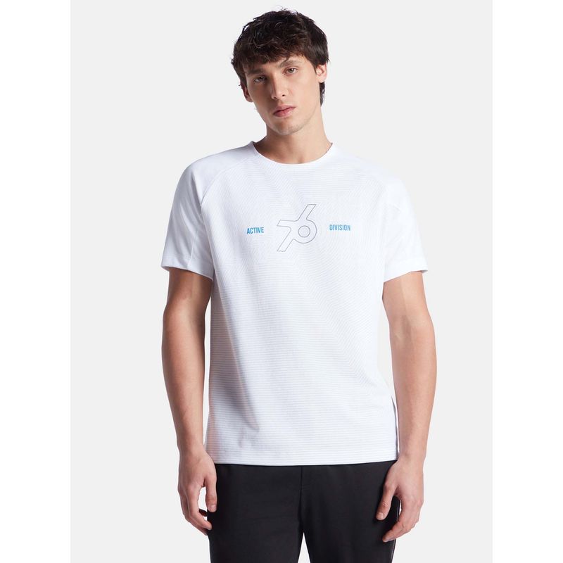 Jockey MV02 Men Super Combed Cotton Printed Active Wear T-Shirt - White (2XL)