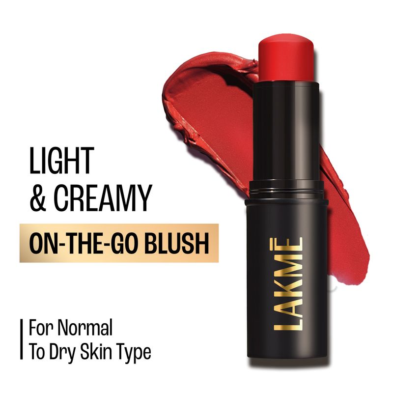 Lakme Facelift MultiSlayer Creamy Blush Stick For Easy Blending, Matte Finish - Cherry Bomb