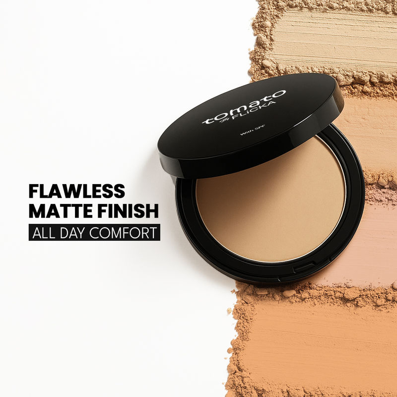 Flicka Tomato Compact Powder With Spf Matte Finish Lightweight & Shine Control - Ivory