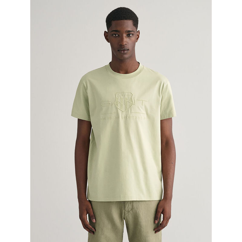 GANT Men Green Printed Round Neck Short Sleeves T-Shirt (S)