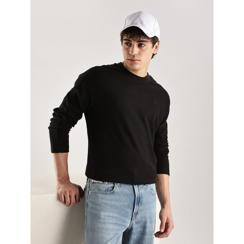 Calvin Klein Solid Relaxed-Fit Cotton T-Shirt Black (M)