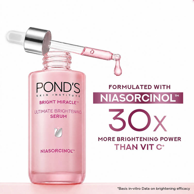 Pond’s Bright Miracle Ultimate Brightening Serum with Niasorcinol, 30X better than Vit C