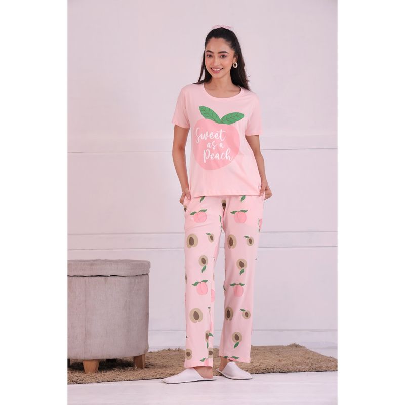 NAP STORY Pink Printed Half-Sleeves T-Shirt and Pyjama (Set of 2) (3XL)