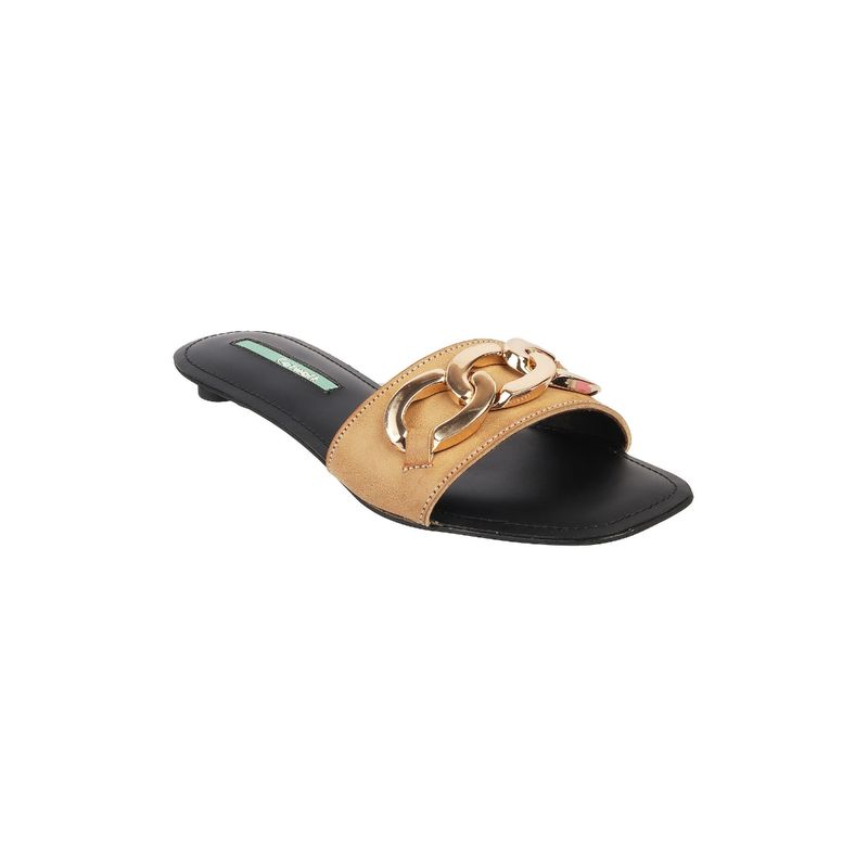 CATWALK Metallic Accent Tan Slides (Uk 7)