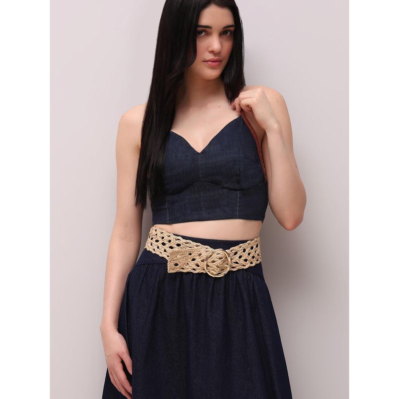 VERO MODA Brown Straw Waist Belt (34)