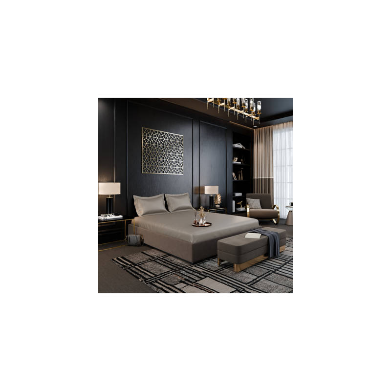 Stoa Paris Beige 350TC Lustre Cotton Fitted Bedsheet with 2 Pillow Covers (King)