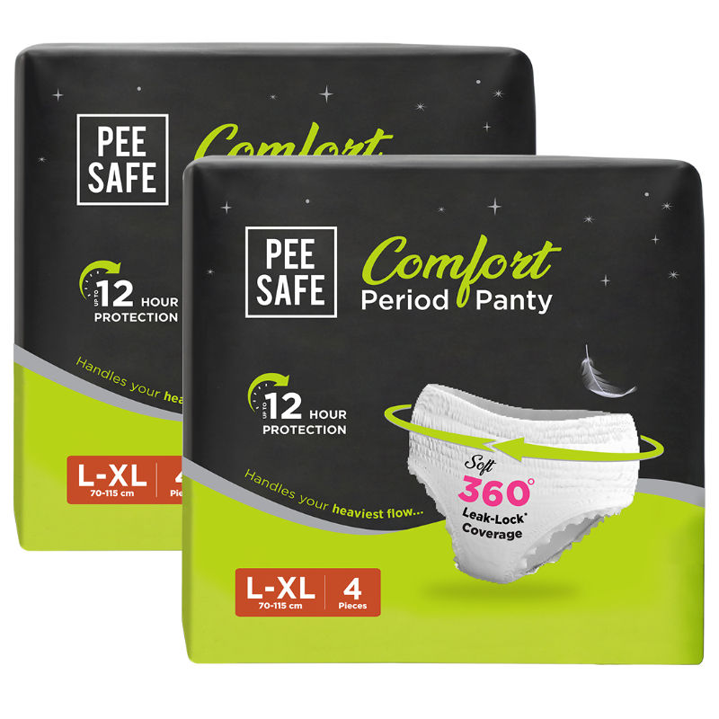 Pee Safe Disposable Comfort Period Panty - Leak Proof Rash Free Gives 12 Hr Protection - (L-XL) - 8N