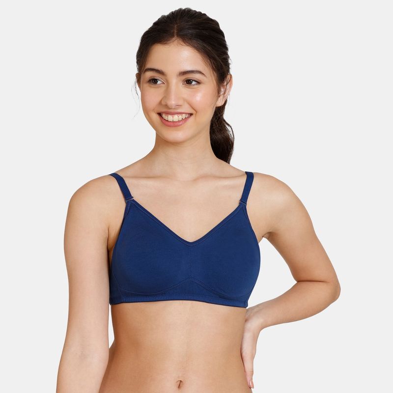 Zivame Beautiful Basics Double Layered Non Wired Full Coverage Backless Bra - Blue (Set of 2) (36D)