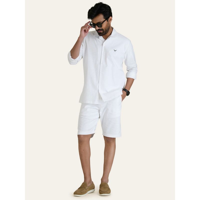 Perch White Linen Solid Co-Ord Set (M)