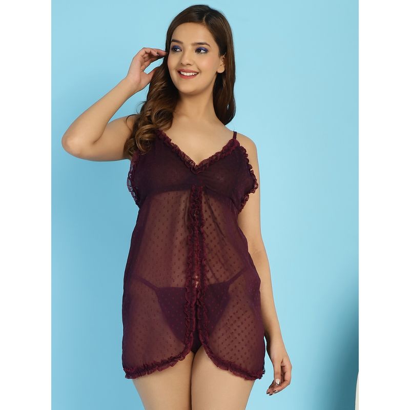 Secret Wish Georgette Purple Babydoll (Set of 2) (S)