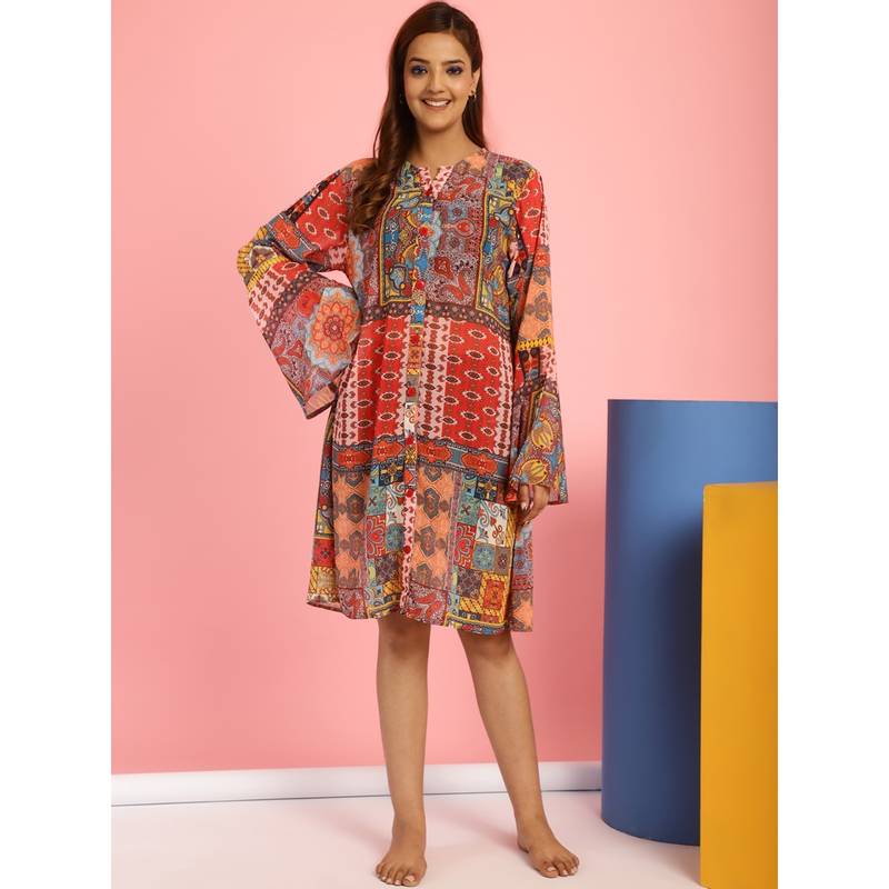 Secret Wish Multi Color Swimwear Cover Up Dress (XL)