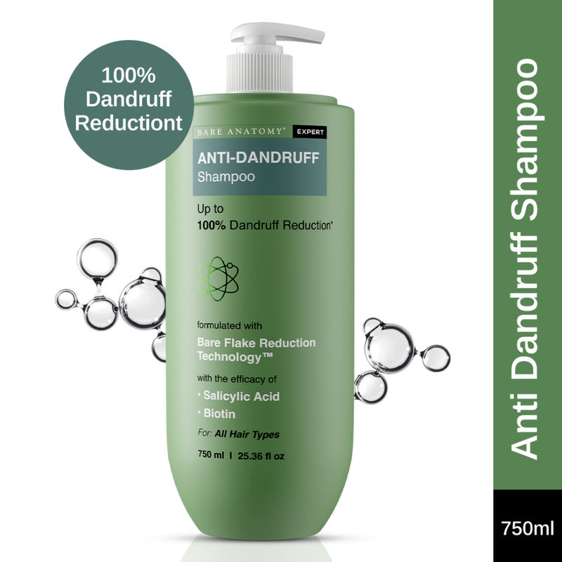 Bare Anatomy Anti Dandruff Shampoo | Salicylic Acid | Shampoo for Dry and Frizzy Hair, Oily Scalp