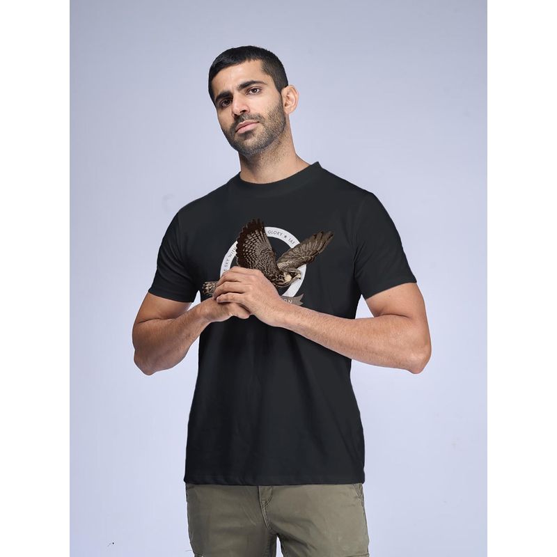 Aero Armour Mighty Falcon Black Graphic T-Shirt (S)