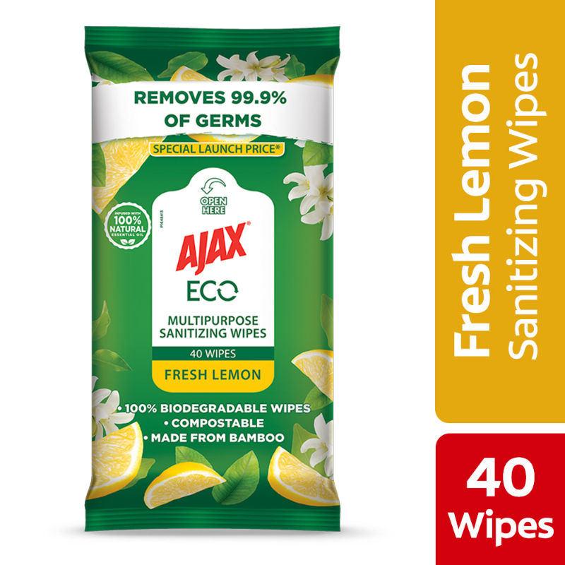 Ajax Eco Multipurpose Sanitizing Wipes  Fresh Lemon/40 Wipes 