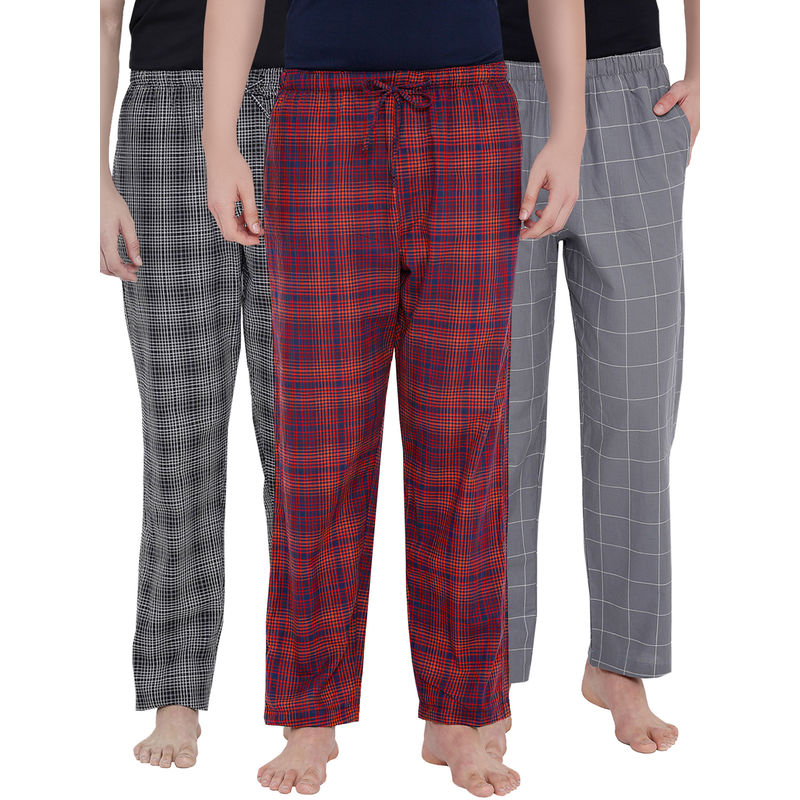XYXX Super Combed Cotton Checks Pyjama For Men (pack Of 3) - Multi-Color (S)
