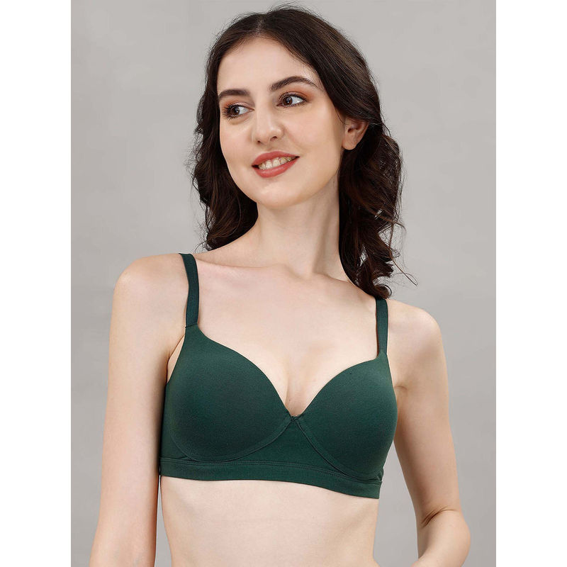 SOIE Green Full Coverage Non-Wired Seamless Padded T-Shirt Bra (36B)