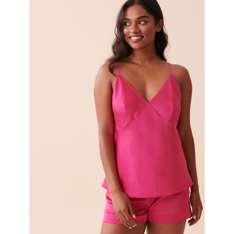 La Vie En Rose Pink Solid Regular Camisole (XS)
