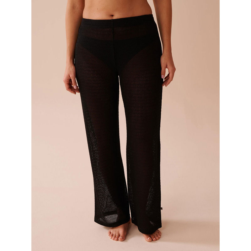 La Vie En Rose Black Solid Regular Lounge Pant (S)