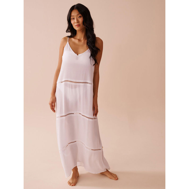 La Vie En Rose White Solid Regular Nightdress (XS)