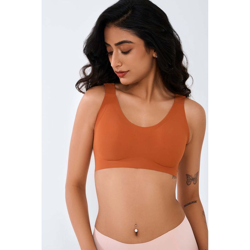 INVOGUE Everyday Seamless Lightly Padded Bra - Brown (S)