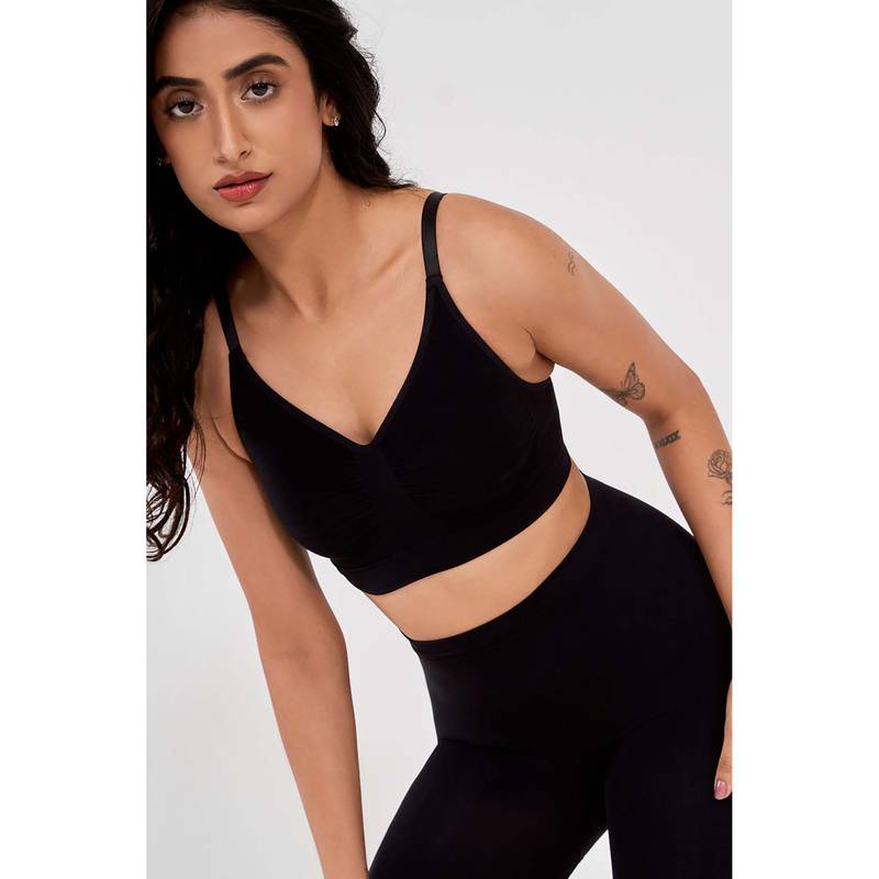 INVOGUE Non Padded Wireless Shaping Bra - Black (M)