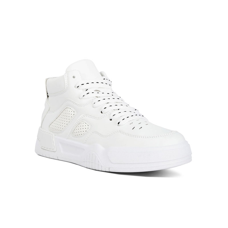 London Rag Panelling Detail Ankle Length Sneakers-White (EURO 41)