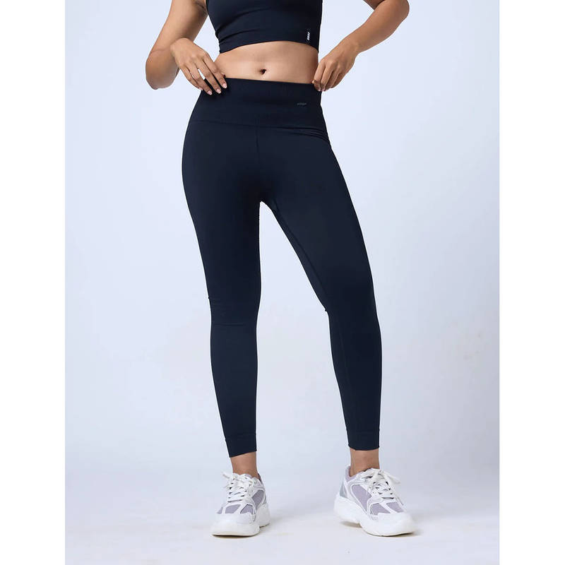 FEIER Women Black Nylon Solid Leggings (S)