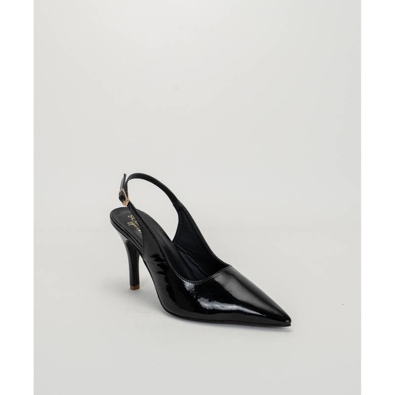 SCENTRA Fiona Pointed Toe Slingback Sandal Heels Black (EURO 39)
