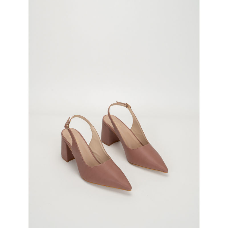 SCENTRA Leslie Pointed Toe Sling Back Heels Nude (EURO 36)