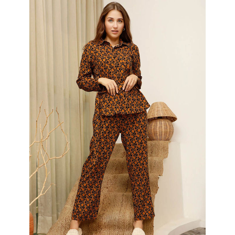 Slumber Jill Mid Night Magic Spice Nightsuit (Set of 2) (S)