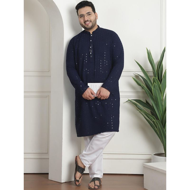 SOJANYA Men Cotton Navy Blue Kurta with Pyjama (46)