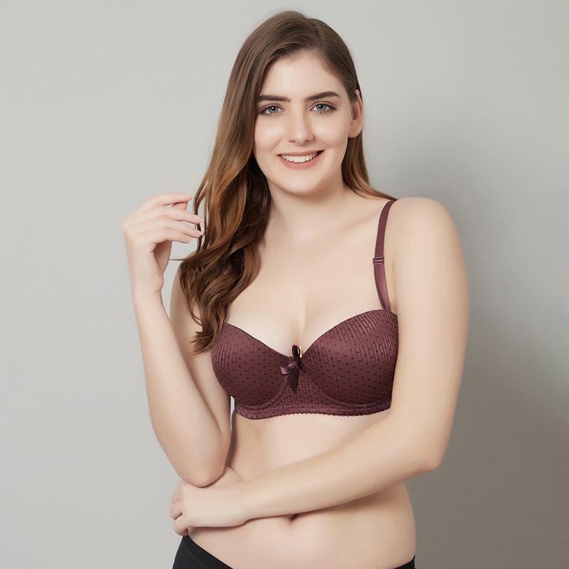 Prettycat Beautiful Polka Print Lighty Padded T-Shirt Bra - Brown (30C)