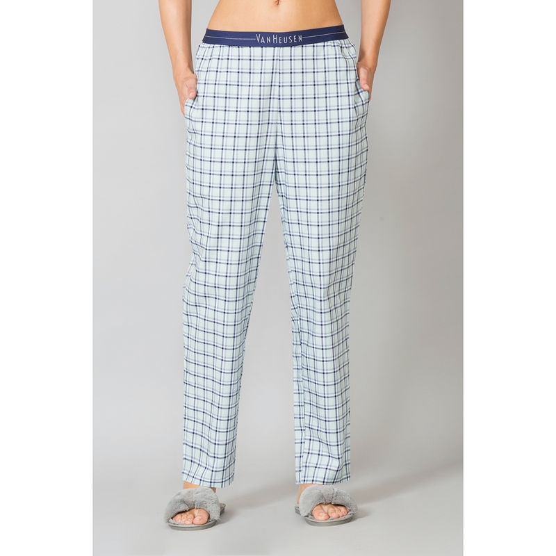 Van Heusen Women Functional Pocket & Plush Back Elasticized Waistband Lounge Pyjamas - Blue (S)