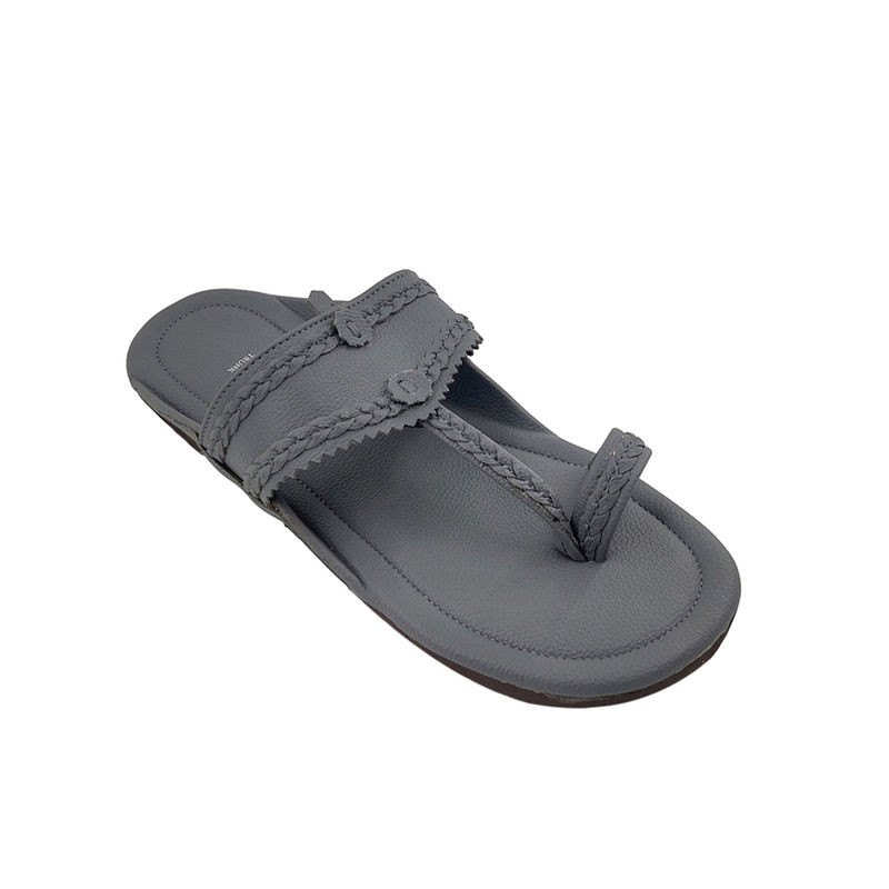 The Madras Trunk Desi Darkgrey Kolhapuris (UK 8)