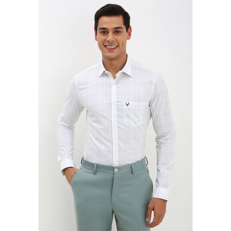 Allen Solly Men White Slim Fit Check Full Sleeves Formal Shirt (39)