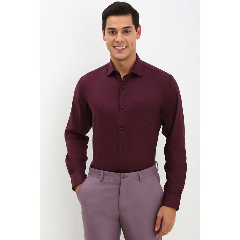 Allen Solly Men Wine Slim Fit Solid Full Sleeves Formal Shirt (40)