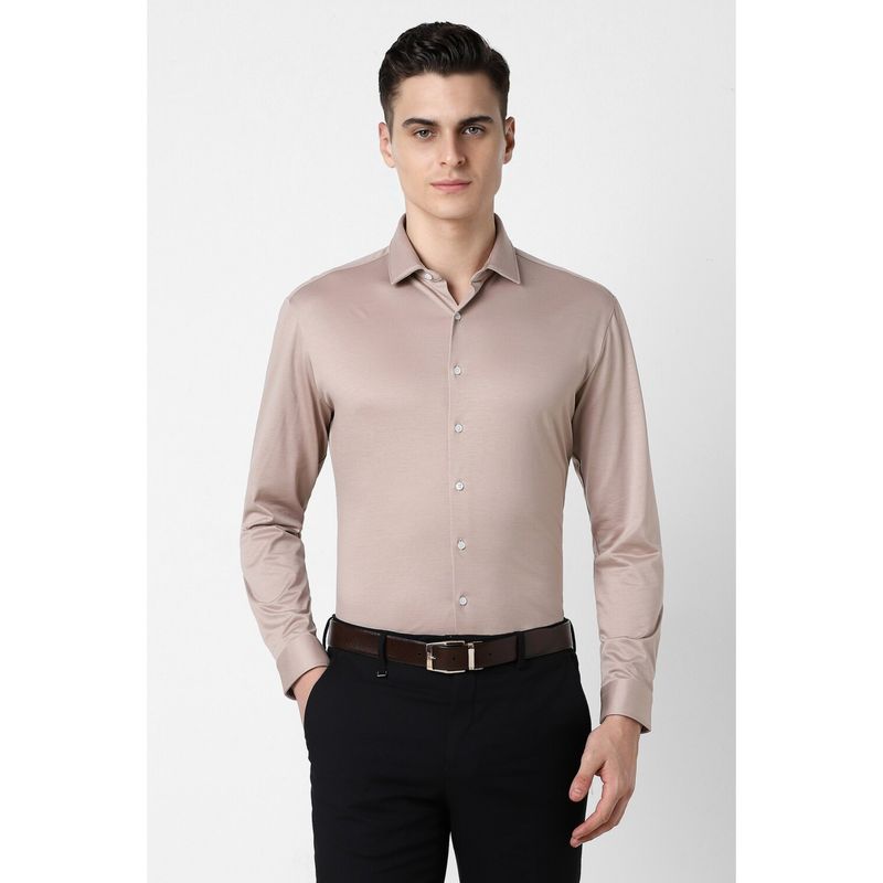 Van Heusen Men Nude Slim Fit Solid Full Sleeves Formal Shirt (42)