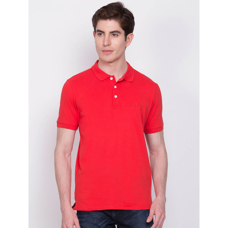 LINDBERGH Red Solid Polo T-Shirt (L)