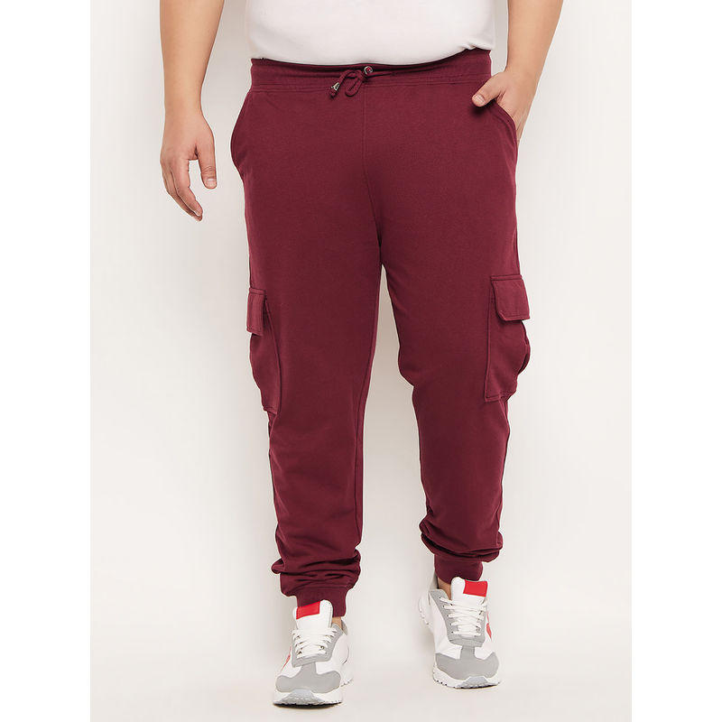 Club York Maroon Solid Tapered Style Trackpants (2XL)