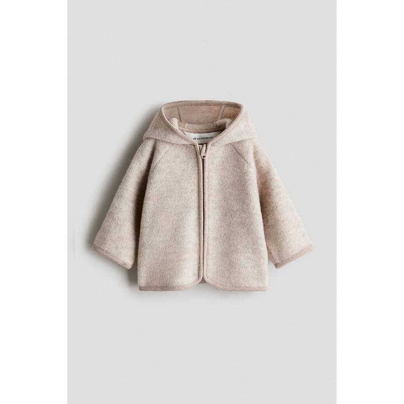 H&M Unisex Beige Wool-Blend Fleece Jacket (0-1 Months)