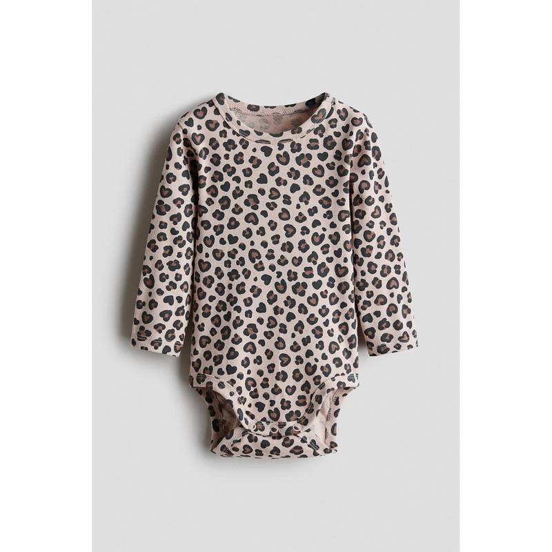 H&M Unisex Brown Printed Cotton Bodysuit (1-2 Months)