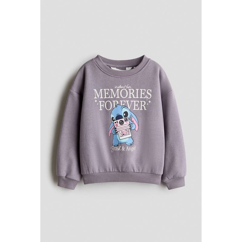 H&M Girls Purple Printed Brushed-Inside Sweatshirt (1.5-2 Years)