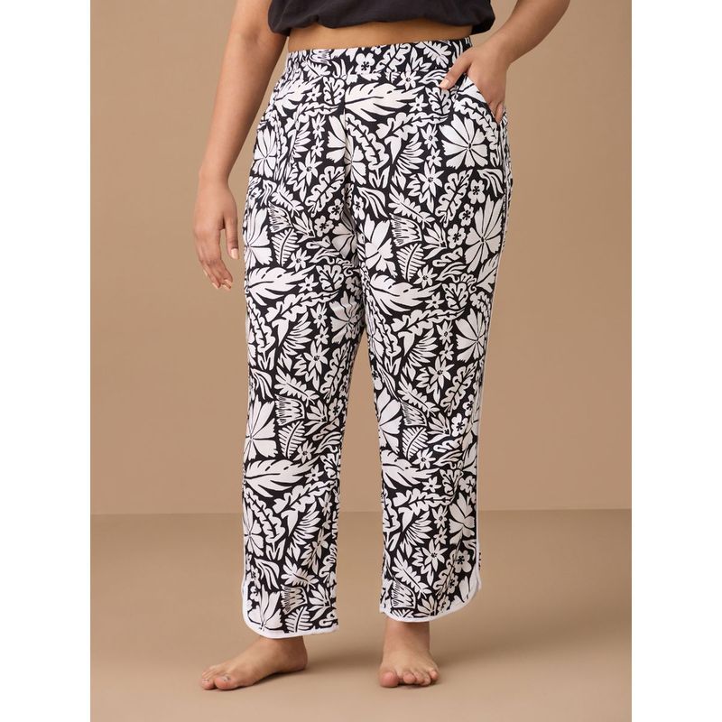 Nykd By Nykaa Rayon Sleep Pajama - NYS130 - Black & White Print (XL)