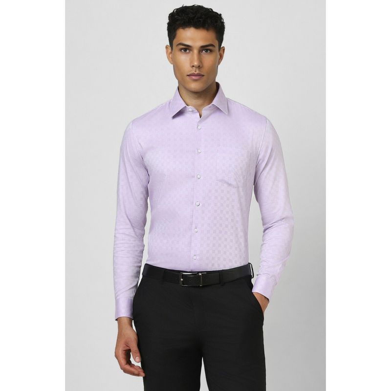 Van Heusen Men Lilac Slim Fit Print Full Sleeves Wedding Shirt (44)
