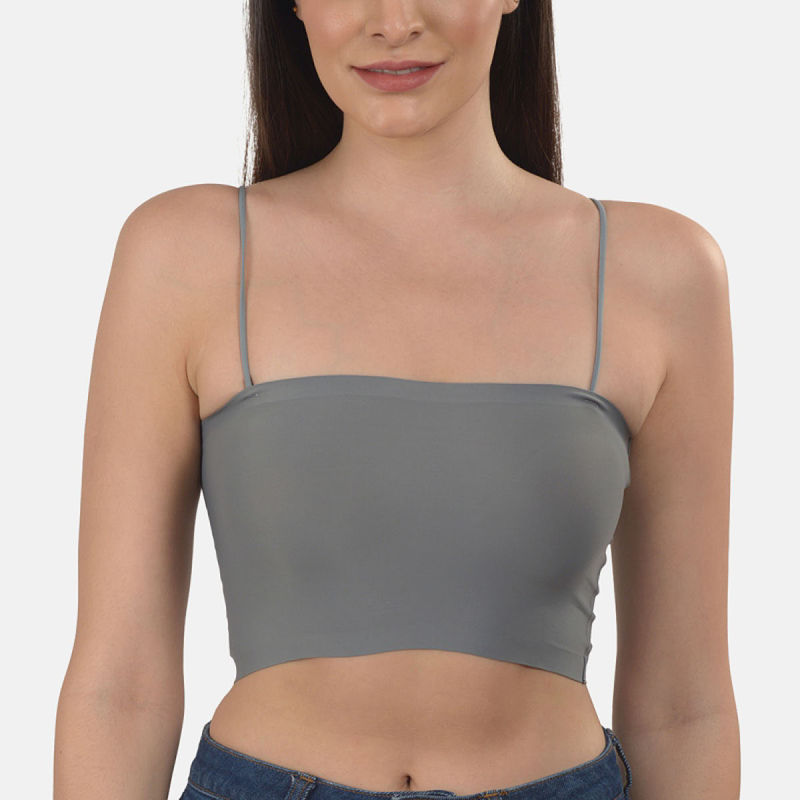 Mod & Shy Solid Lightly Padded Seamless Bralette Bra - Grey (32D)