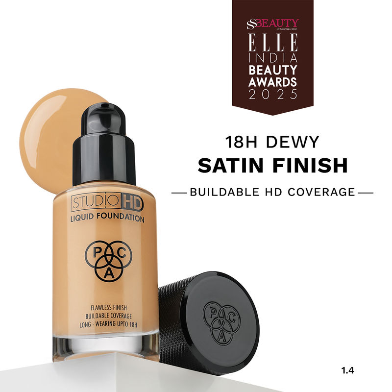 PAC Studio HD Liquid Foundation 1.4 - Lightweight Dewy Satin Finish, Medium to Buildable Coverage